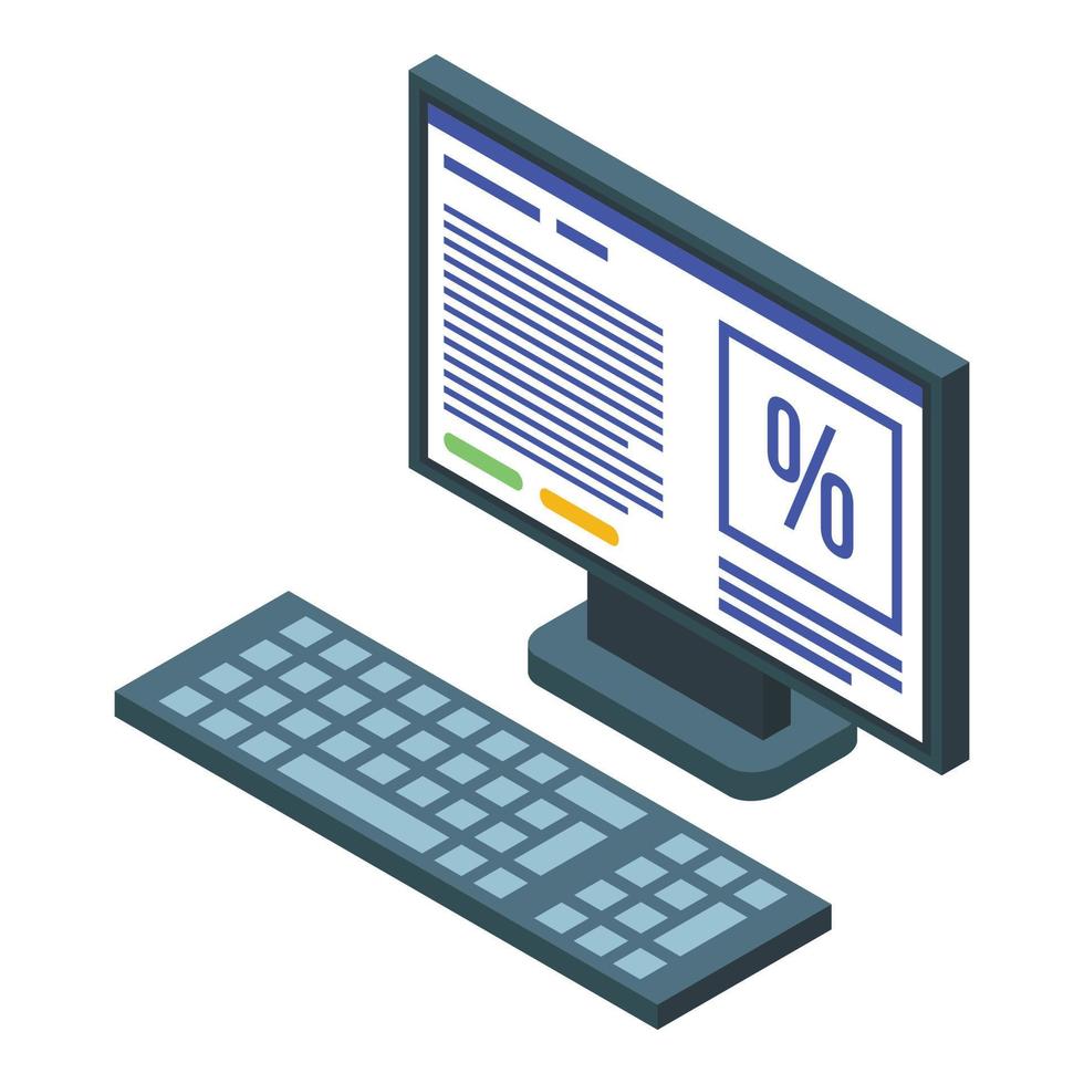 bureaublad pc icoon, isometrische stijl vector