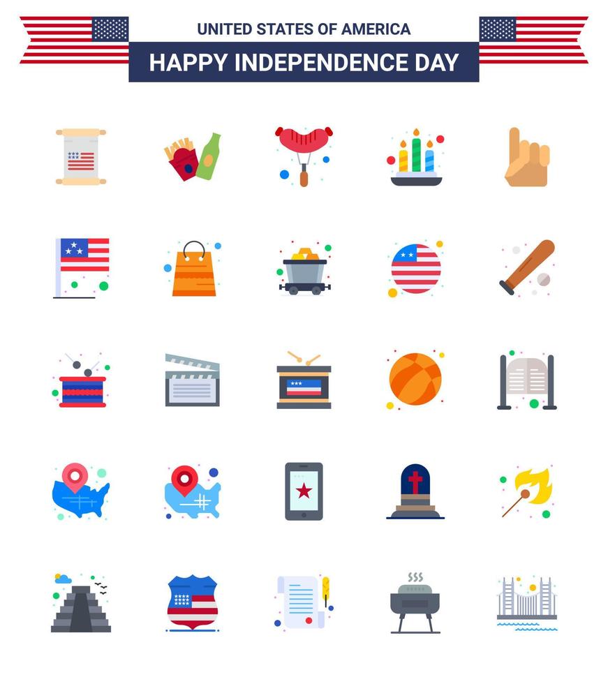 25 creatief Verenigde Staten van Amerika pictogrammen modern onafhankelijkheid tekens en 4e juli symbolen van dag Verenigde Staten van Amerika Frankfurter hand- licht bewerkbare Verenigde Staten van Amerika dag vector ontwerp elementen