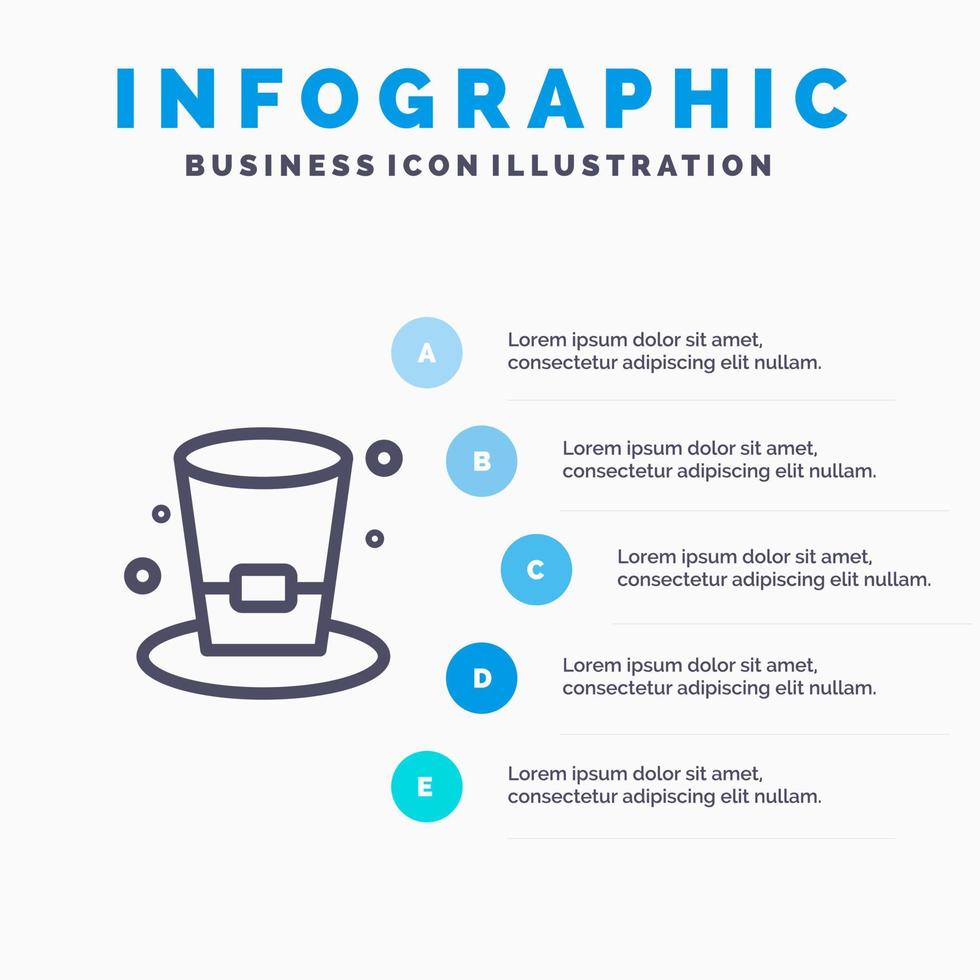 glas drinken wijn bier lijn icoon met 5 stappen presentatie infographics achtergrond vector