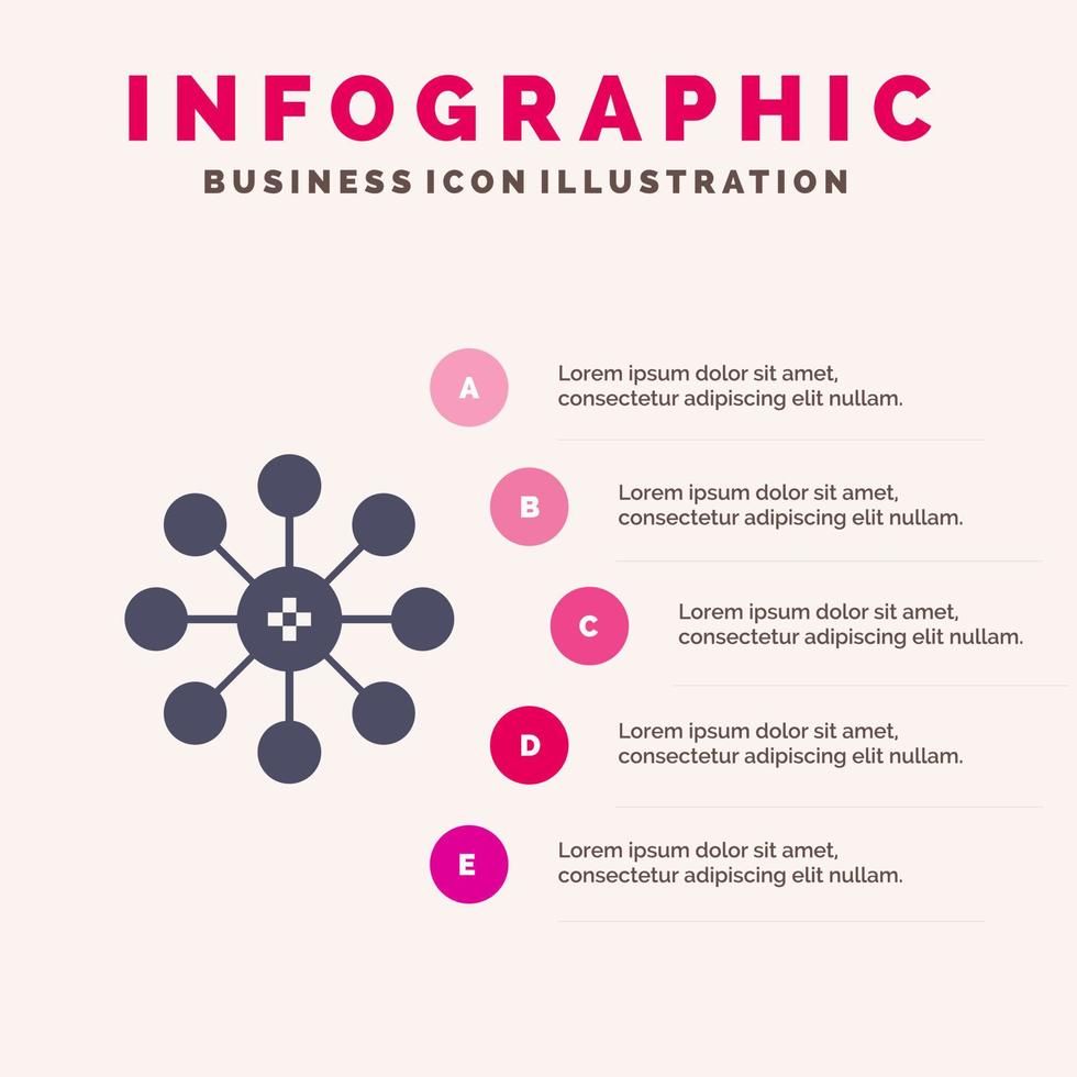 biochemie biologie cel chemie solide icoon infographics 5 stappen presentatie achtergrond vector