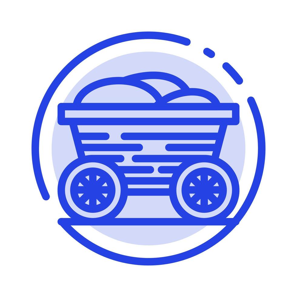 trolley kar voedsel Bangladesh blauw stippel lijn lijn icoon vector
