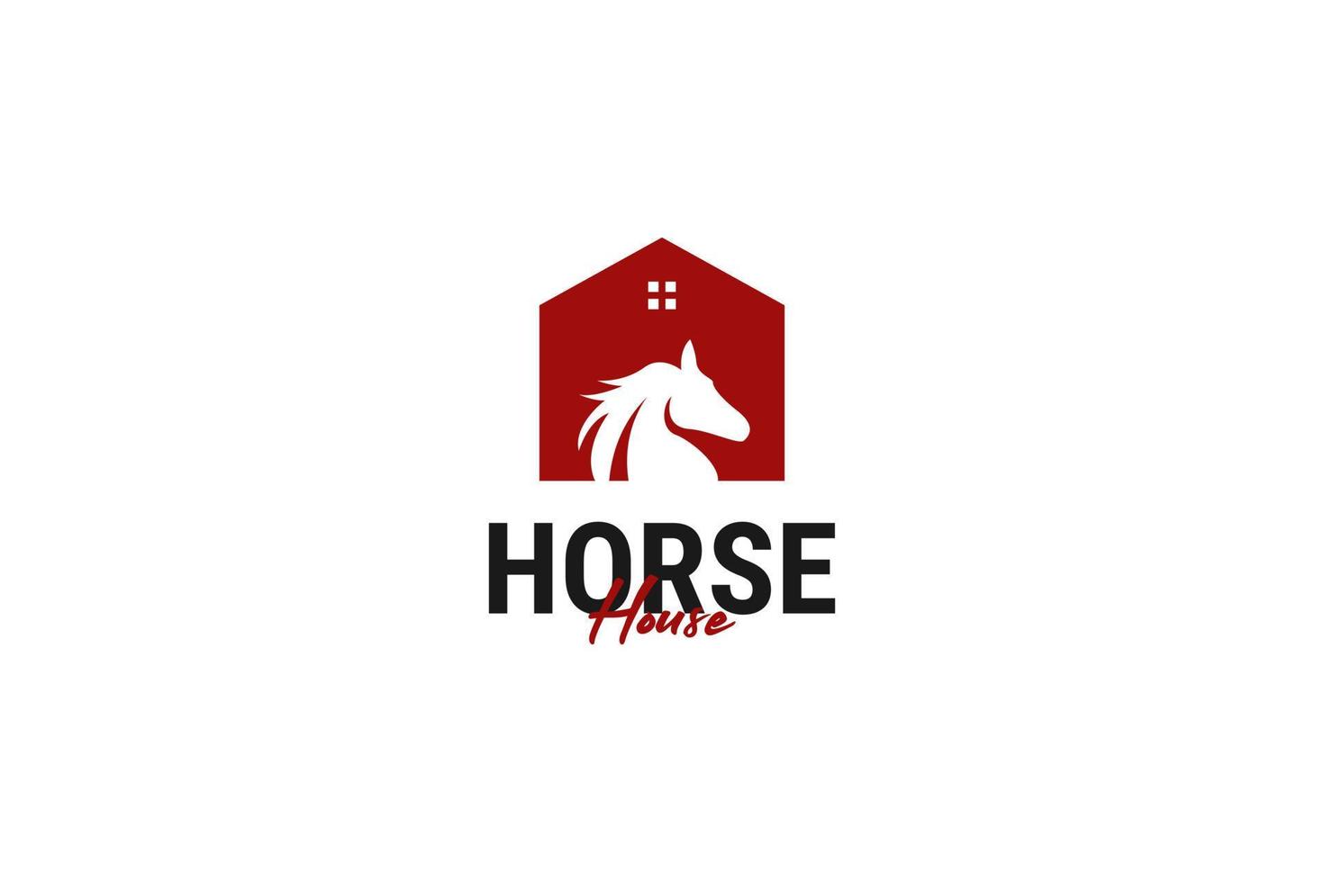 vlak paard huis logo ontwerp vector sjabloon illustratie