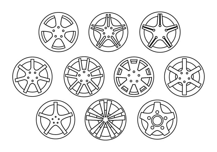 Gratis Alloy Wheels Collection Line Vector