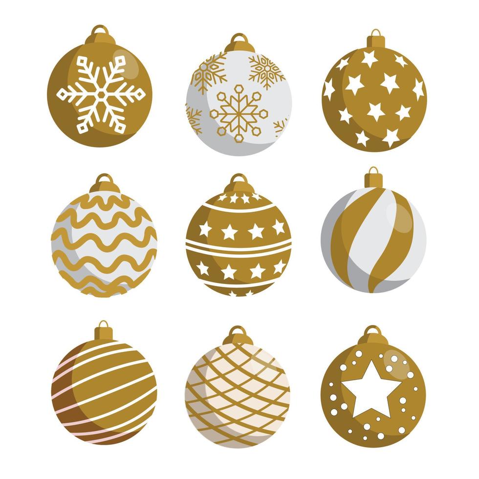 Kerstmis bal goud luxe verzameling reeks vector illustratie