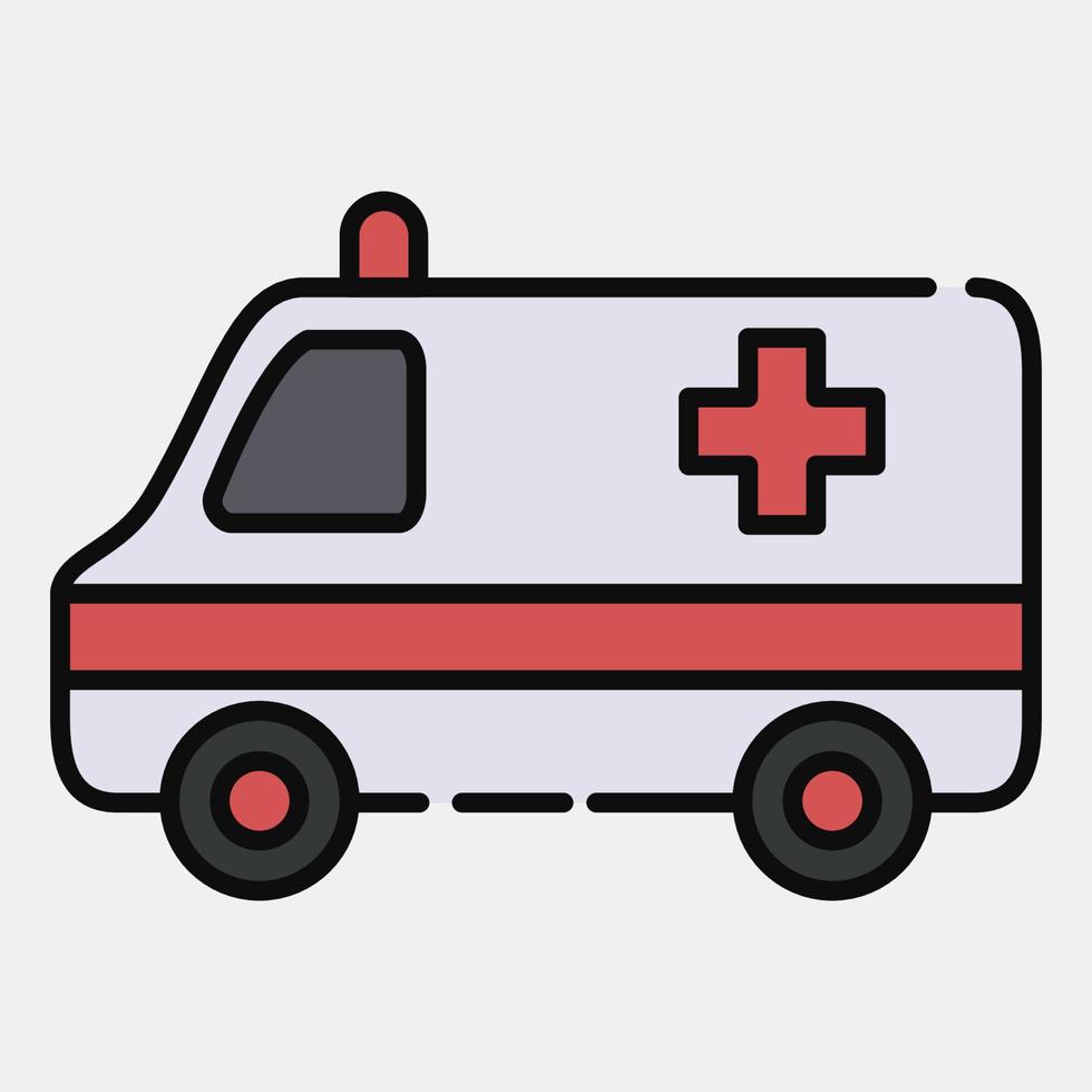 icoon ambulance. vervoer elementen. pictogrammen in gevulde lijn stijl. mooi zo voor afdrukken, affiches, logo, teken, advertentie, enz. vector