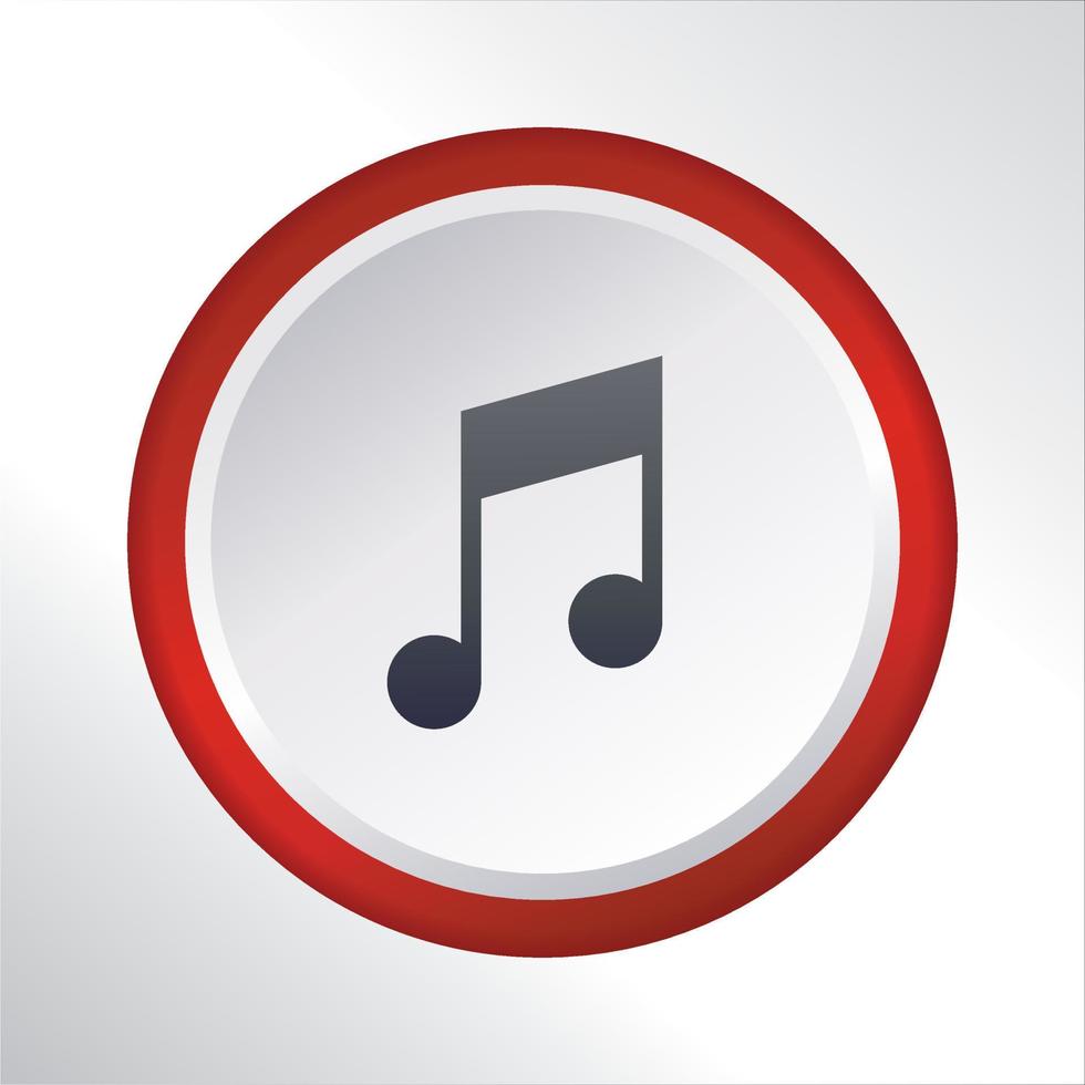 muziek- knop vlak icoon knop met rood helling cirkel vector ontwerp