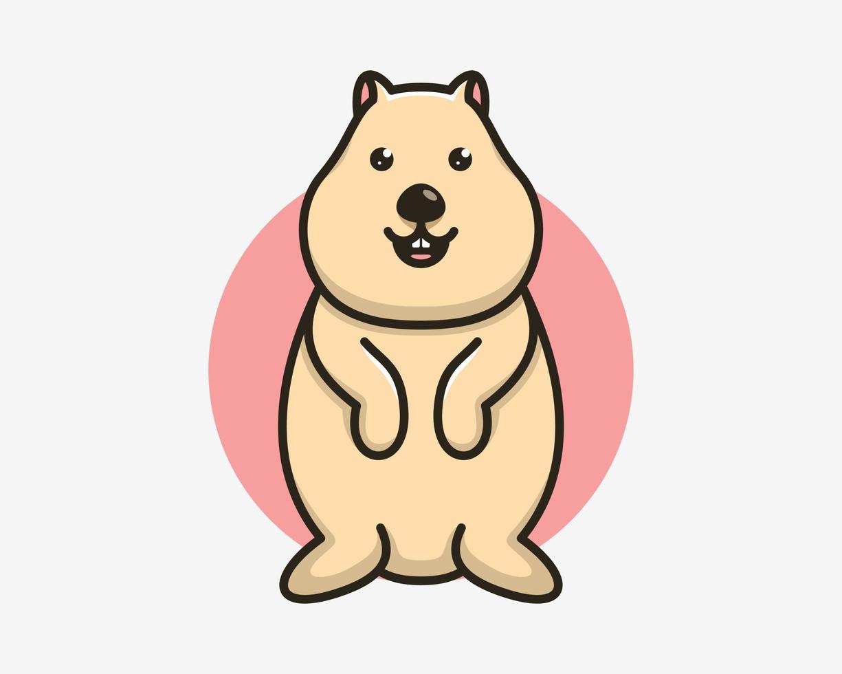 quokka Australisch dier portret schattig zoet grappig kind vriendelijk illustratie vector logo ontwerp