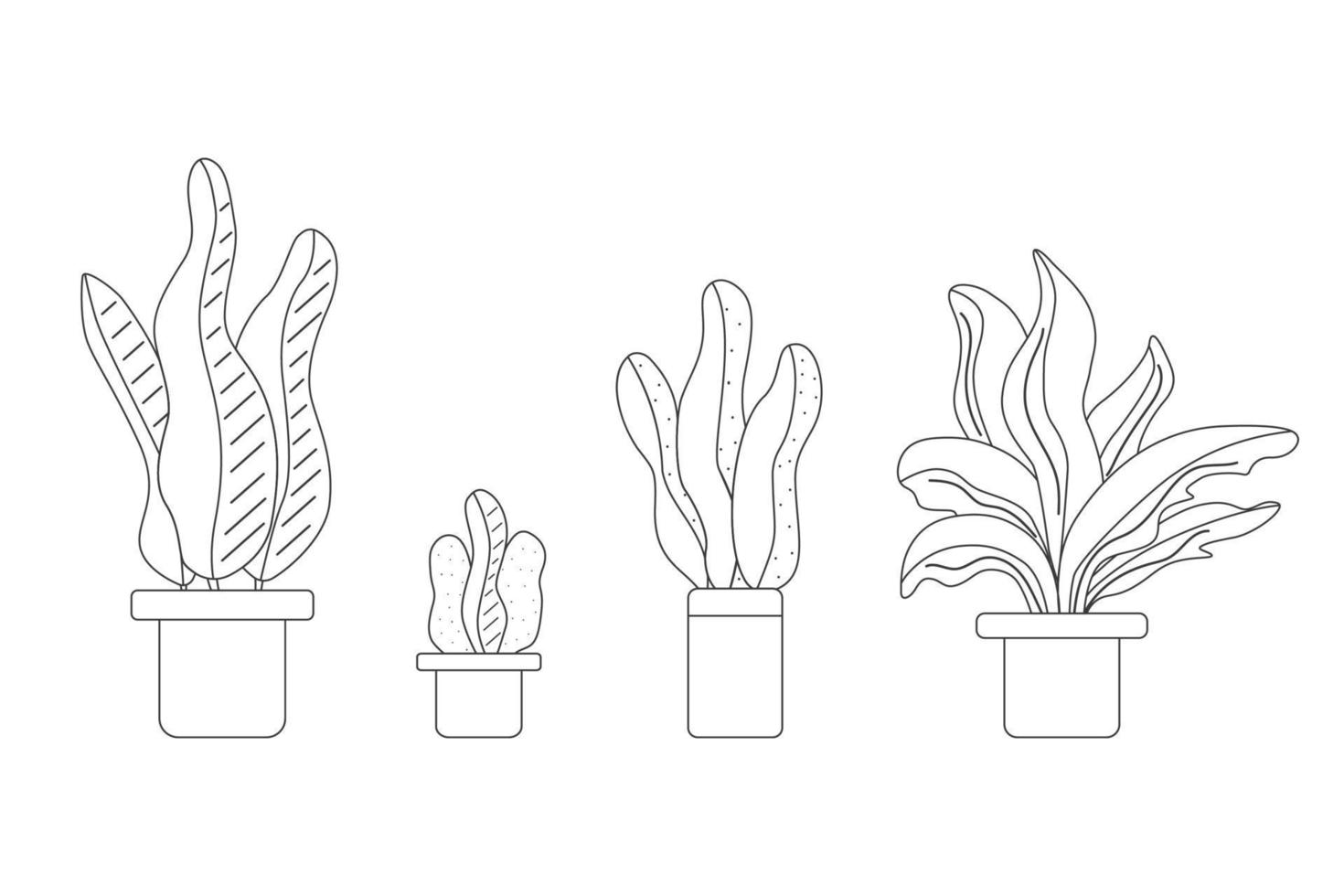 ingemaakt planten van binnen- fabriek reeks door zwart dun lijn reeks verzameling illustratie. vector