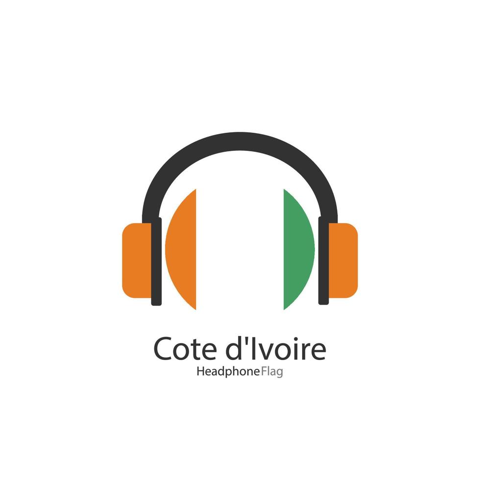 cote d'ivoire koptelefoon vlag vector Aan wit achtergrond.