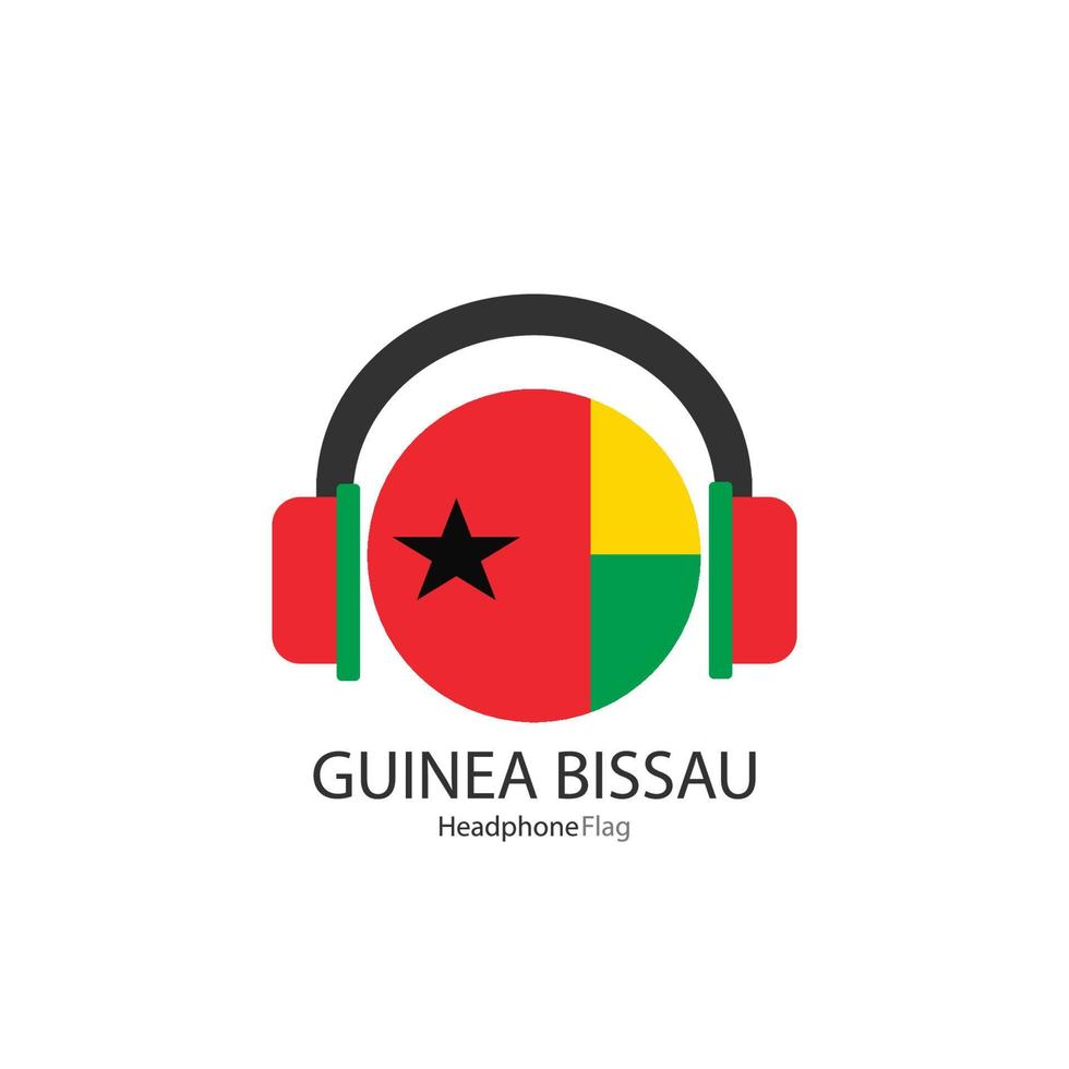 Guinea Bissau koptelefoon vlag vector Aan wit achtergrond.