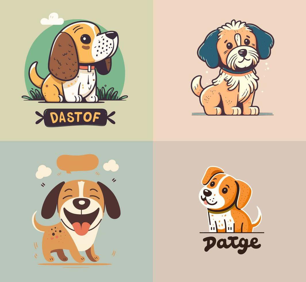 honden reeks logo icoon symbool sjabloon voor grafisch verzameling vector illustratie