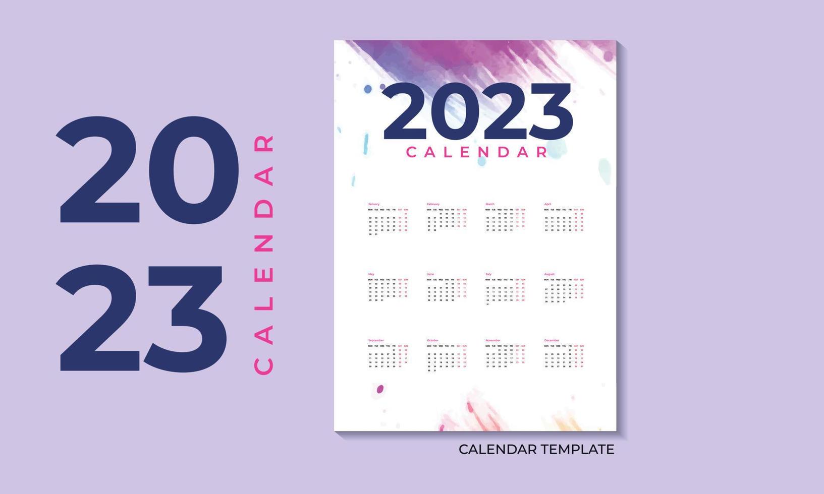 maandelijks muur kalender sjabloon voor 2023 jaar. week begint van zondag. 12 maanden Sjablonen. 2023 minimaal muur kalender ontwerper ontwerp voor het drukken sjabloon. vector