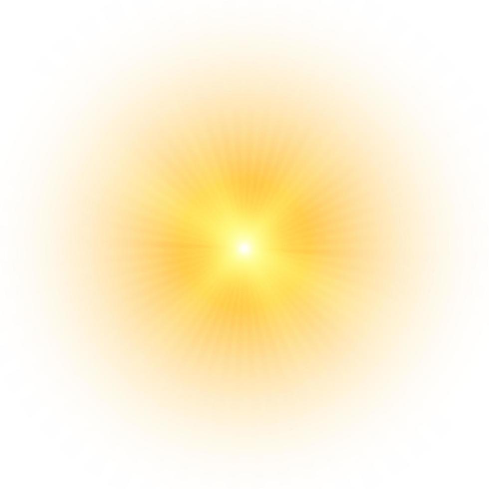 geel zon, een flash, een zacht gloed zonder vertrek stralen. ster flitste met sparkles geïsoleerd Aan wit achtergrond. vector illustratie van abstract geel plons.