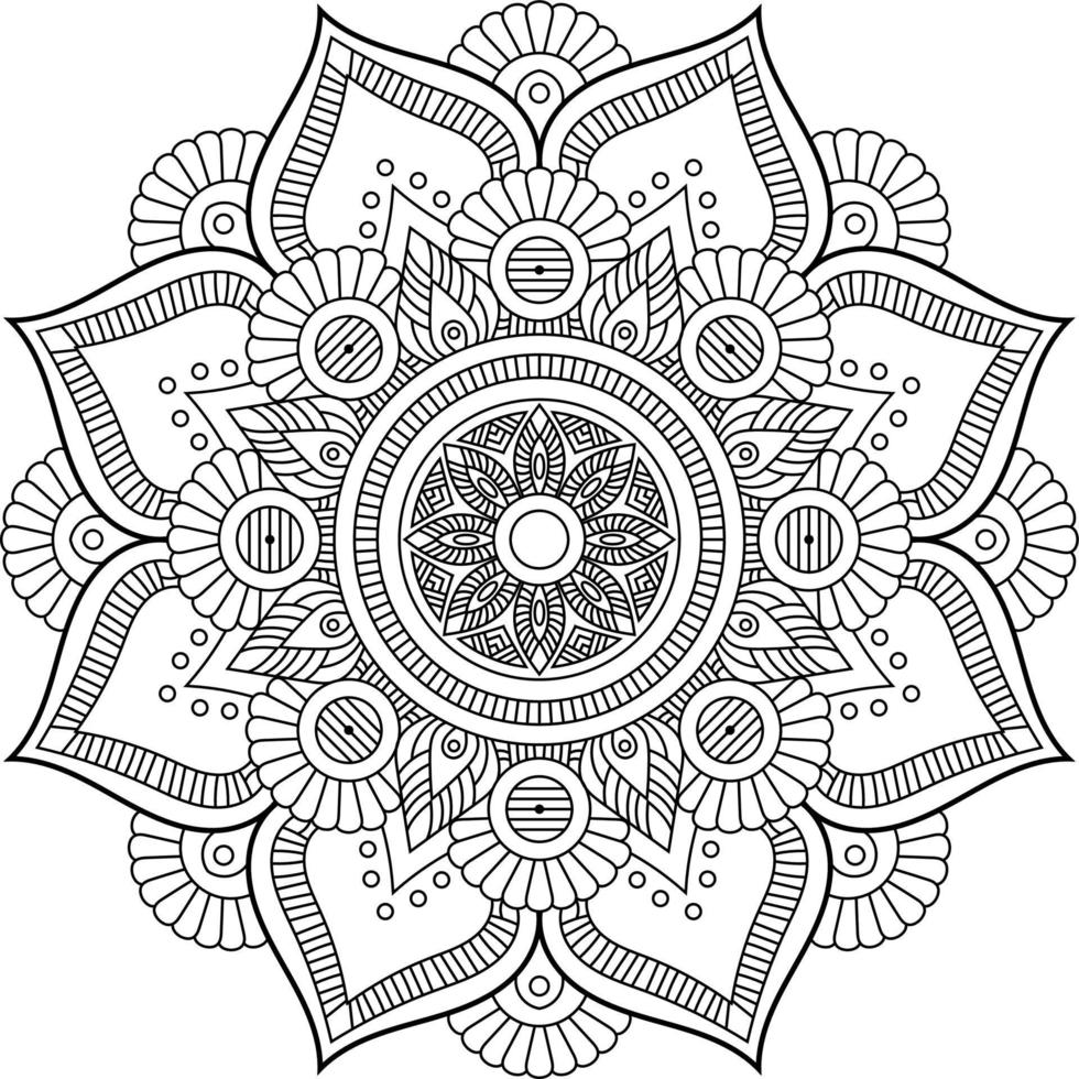 bloemen mandala lijn kunst, vector illustratie
