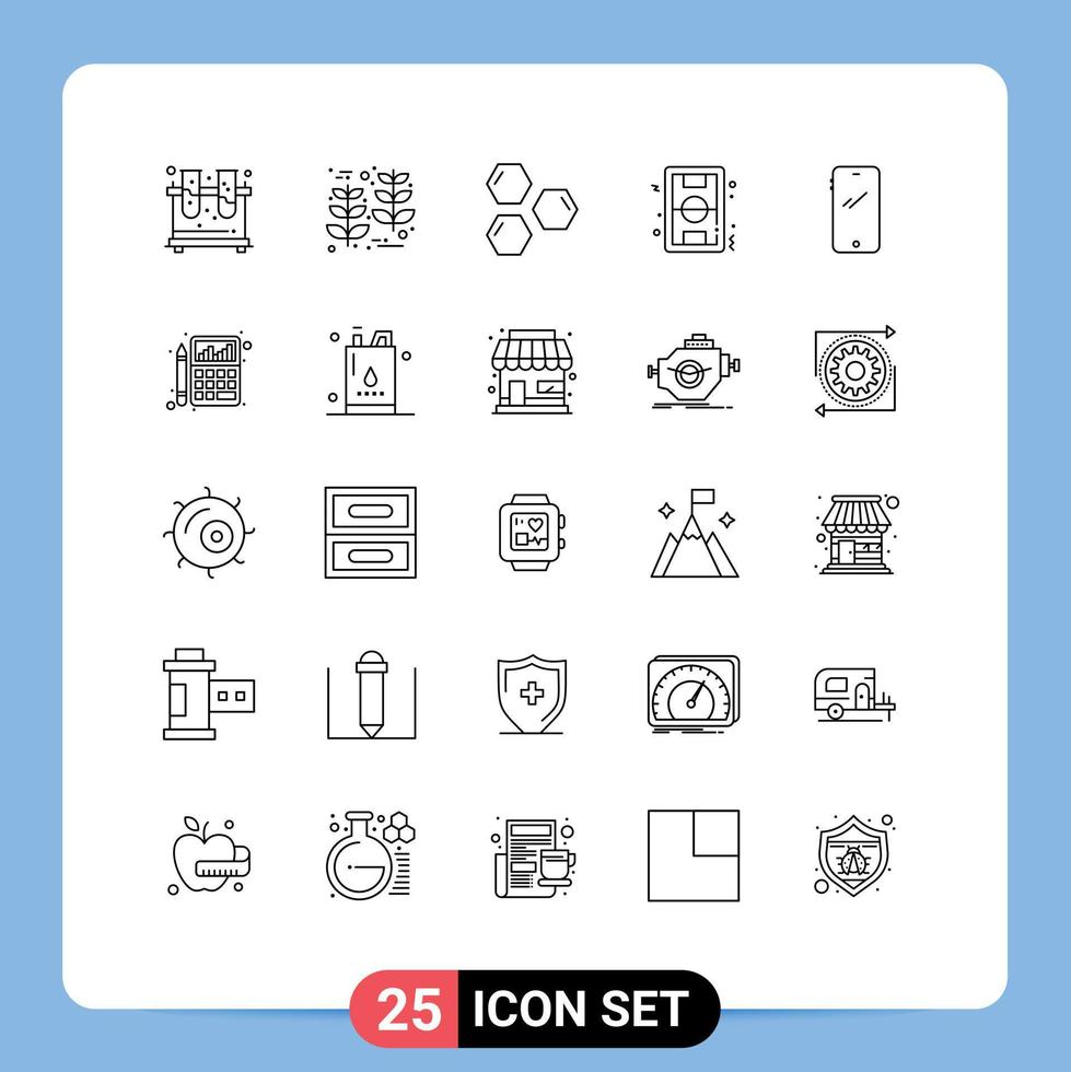 universeel icoon symbolen groep van 25 modern lijnen van spel grond cellen veld- ruimte bewerkbare vector ontwerp elementen