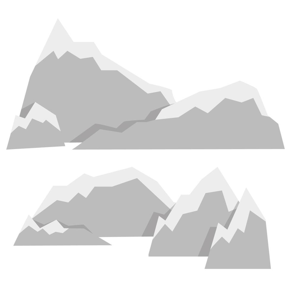 reeks van groot en lang grijs bergen met sneeuw vector
