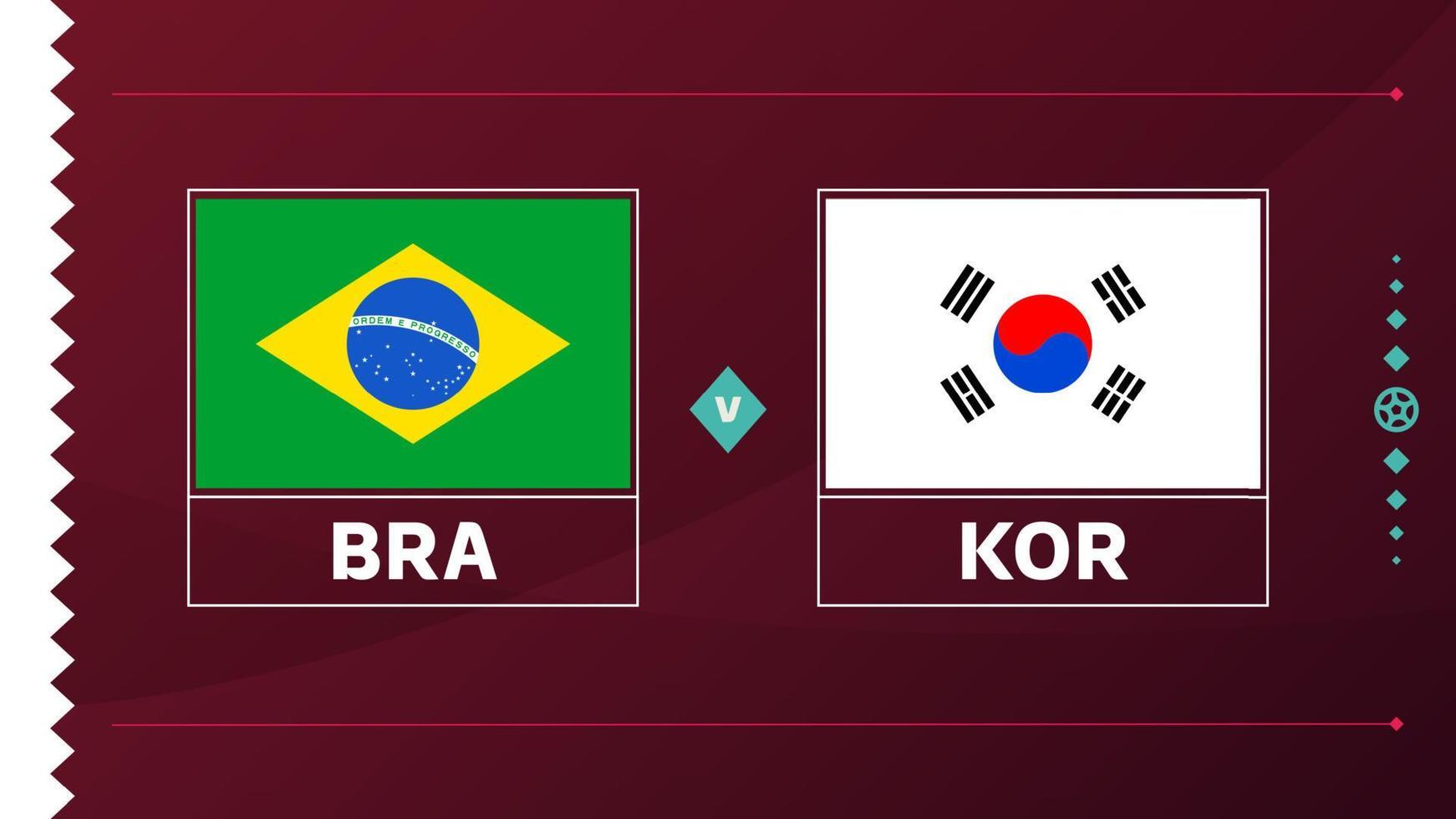 Brazilië Korea republiek playoff ronde van 16 bij elkaar passen Amerikaans voetbal 2022. 2022 wereld Amerikaans voetbal kampioenschap bij elkaar passen versus teams intro sport achtergrond, kampioenschap wedstrijd poster, vector