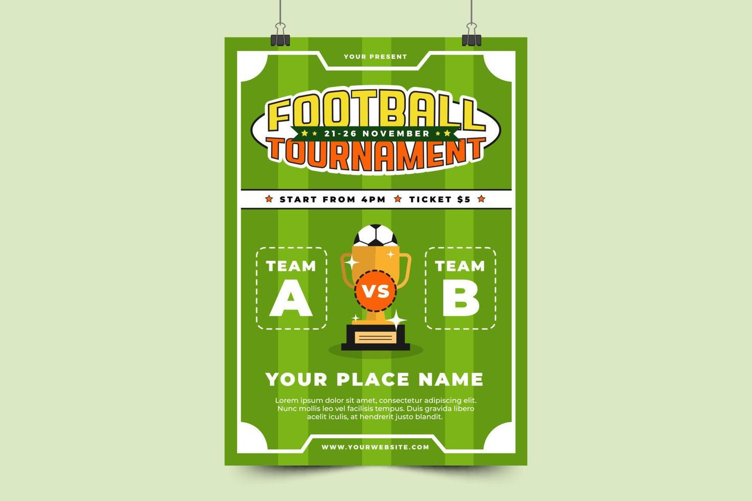 Amerikaans voetbal toernooi sport evenement poster of folder ontwerp sjabloon gemakkelijk en elegant ontwerp vector