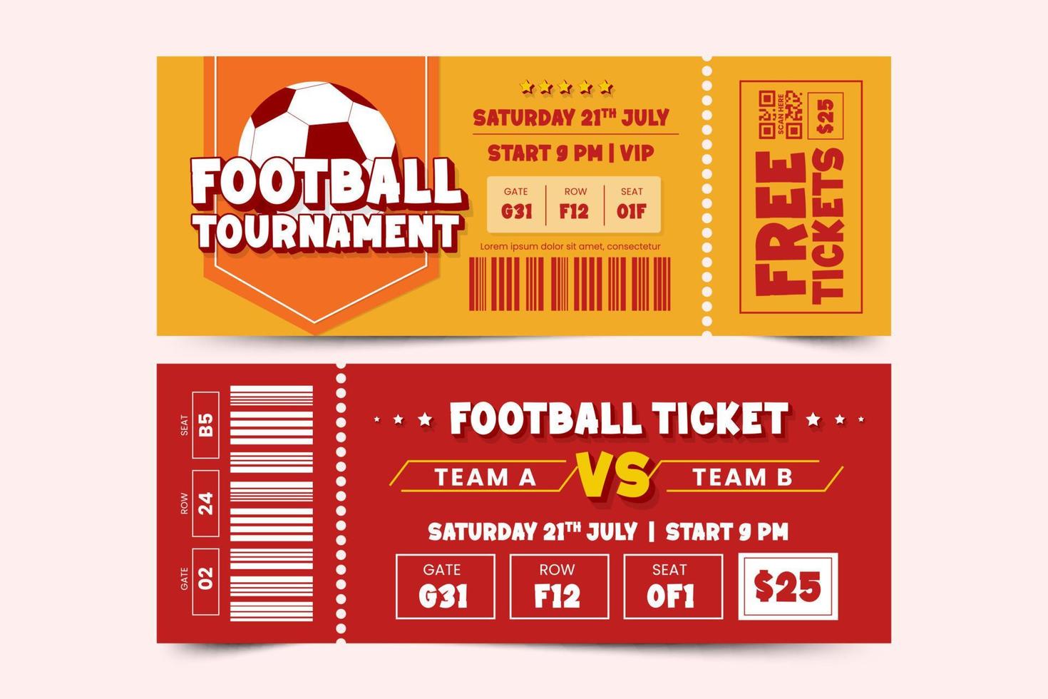 Amerikaans voetbal toernooi sport evenement ticket ontwerp sjabloon gemakkelijk en elegant ontwerp vector