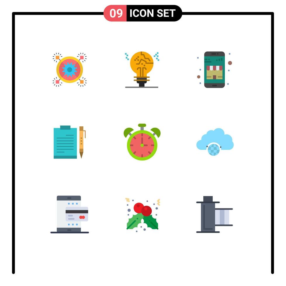 modern reeks van 9 vlak kleuren en symbolen zo net zo het dossier bedrijf nep document online winkel bewerkbare vector ontwerp elementen