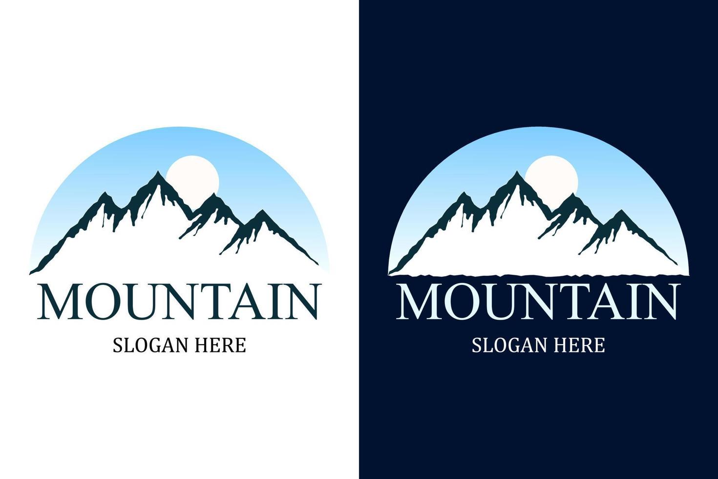 creatief berg zonsopkomst landschap logo ontwerp sjabloon vector