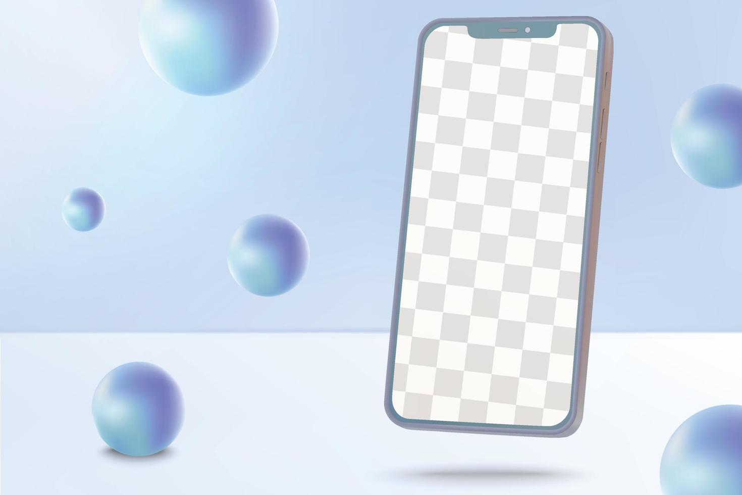 mobiel telefoon vector mockup met 3d bollen