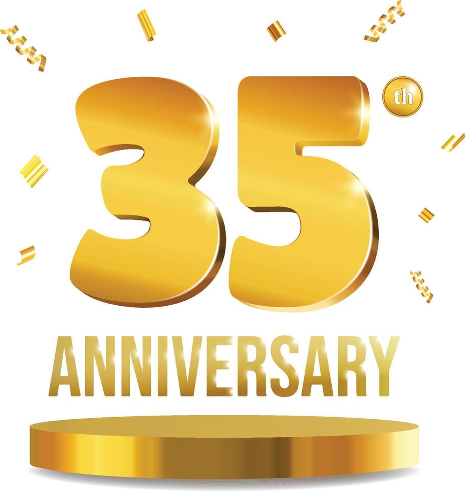 gelukkig verjaardag viering 3d getallen gouden samenstelling 35 jaren vector