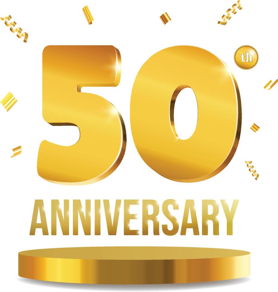 gelukkig verjaardag viering 3d getallen gouden samenstelling 50 jaren vector