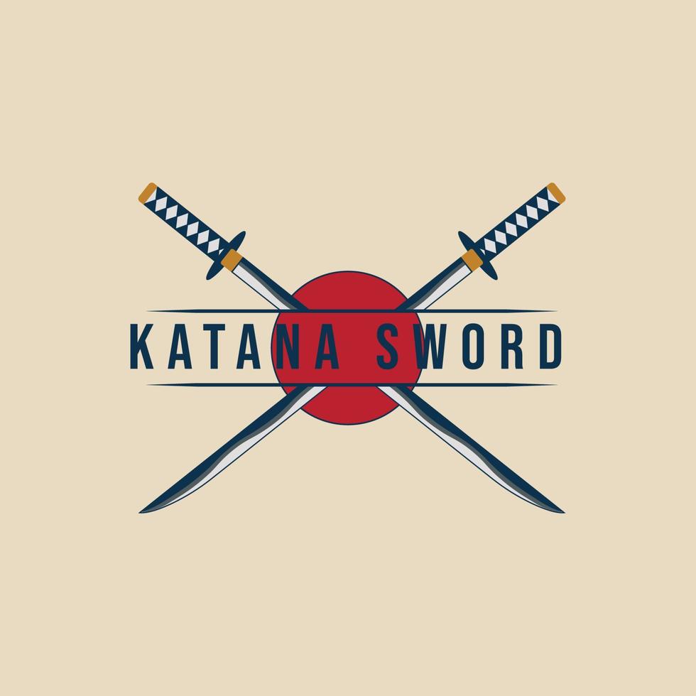 katana zwaard Japans wijnoogst logo vector illustratie ontwerp