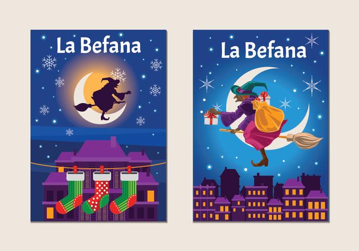 Befana met veel cadeaus vector