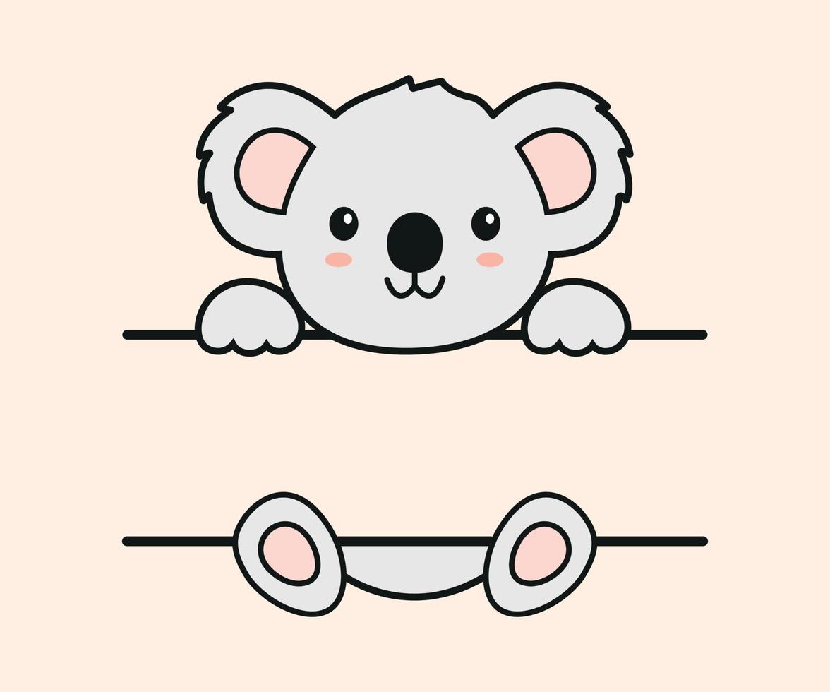 koala dier spleet monogram kinderen tekening kunst vector