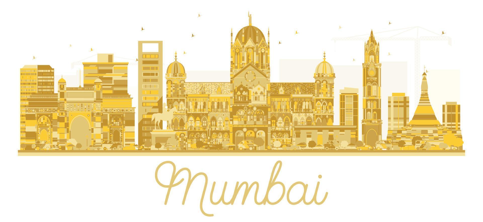 Mumbai Indië stad horizon gouden silhouet. vector