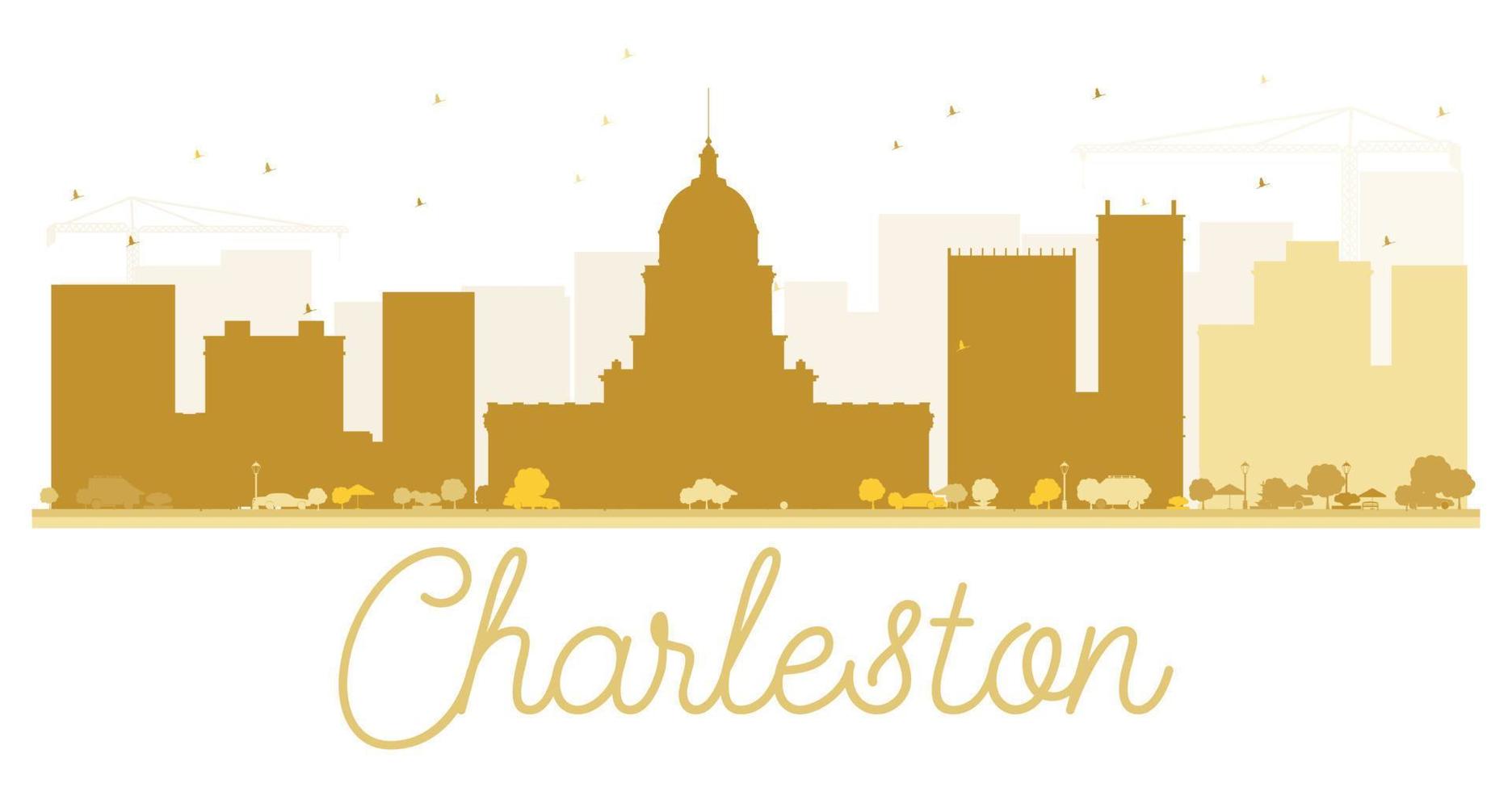 charleston stad horizon gouden silhouet. vector