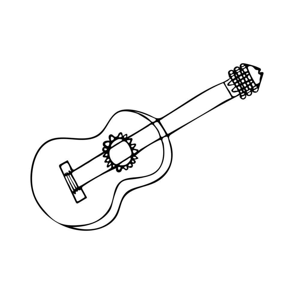 hand- getrokken musical instrument, tekening gitaar. geïsoleerd Aan wit achtergrond. vector