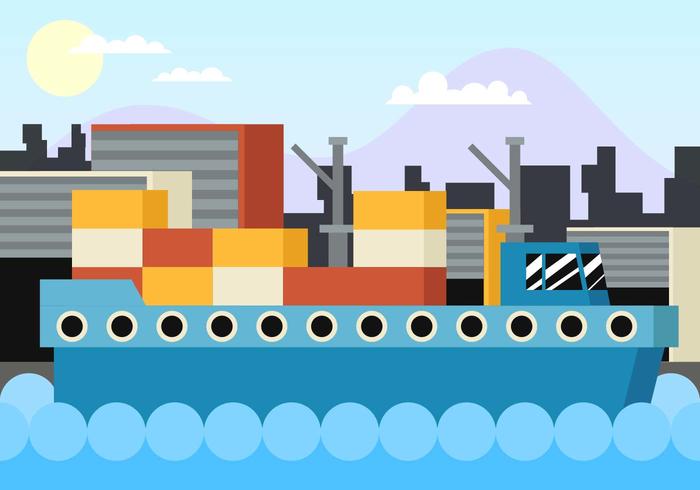 Scheepswerf Flat Illustratie Vector