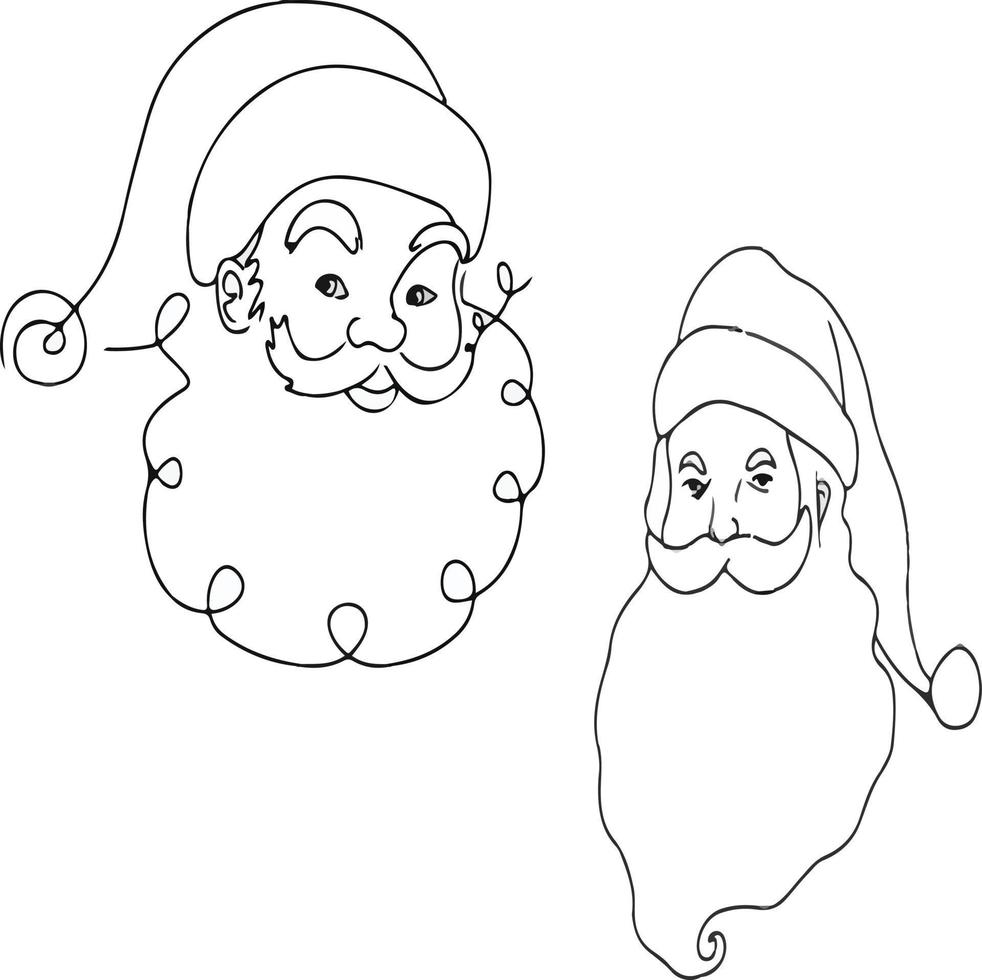 de kerstman schetsen gemaakt met zwart en grijs lijnen in twee verschillend vormen vector