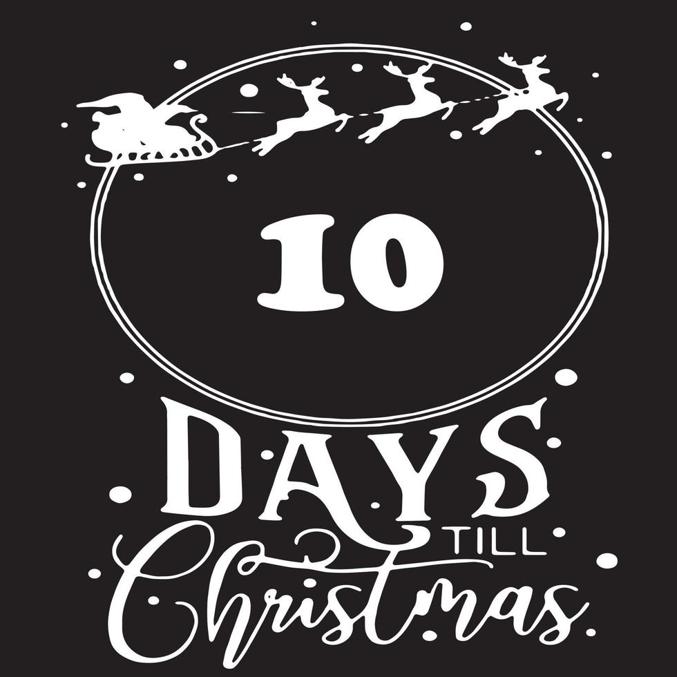 10 dagen tot Kerstmis , gemakkelijk zwart logo met wit patronen Aan het vector