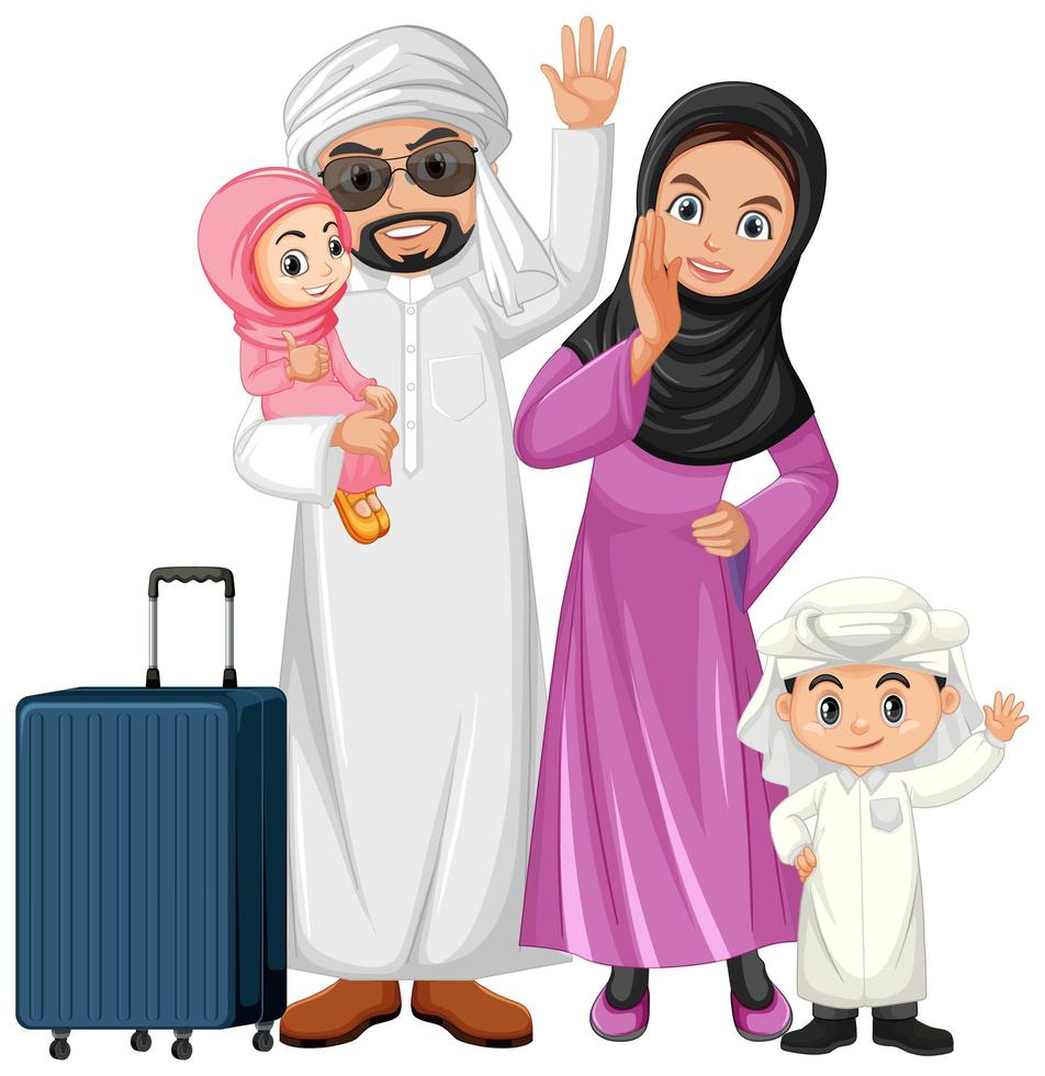 arabische familie op vakantie vector