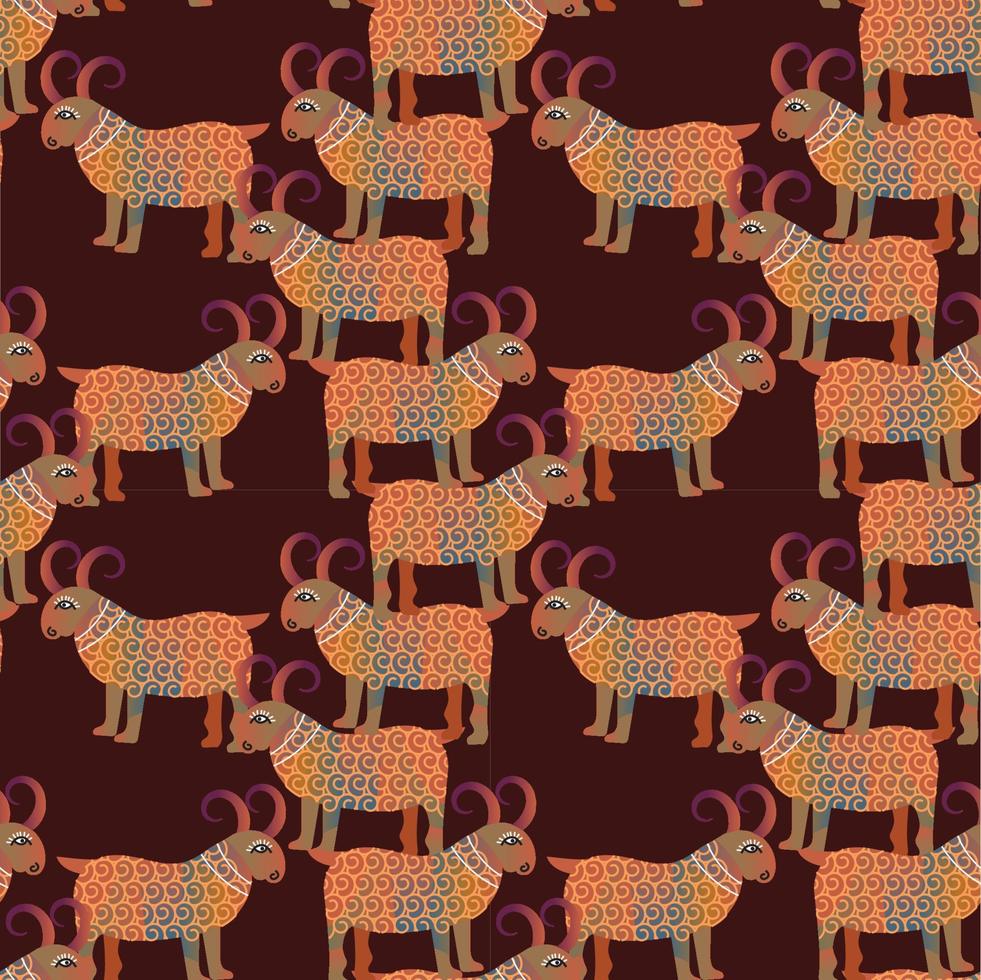 naadloos, hedendaags abstract wild en gedomesticeerd dieren. volk stijl. midden eeuw modern kunst ontwerp voor papier, omslag, kleding stof, interieur decor, en andere gebruikers. vector