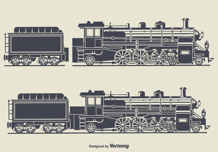 Retro Treinsilhouet Vectorillustratie vector