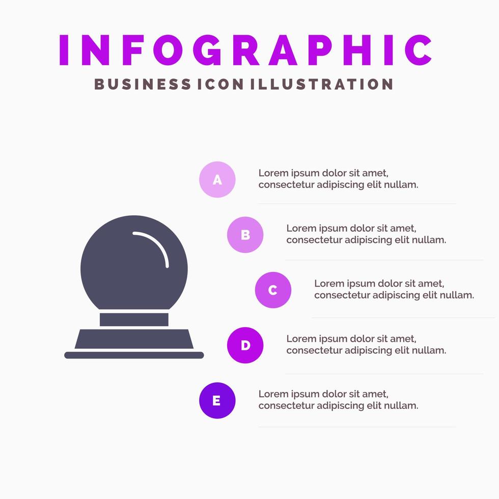 glas staan decoratie magie bal solide icoon infographics 5 stappen presentatie achtergrond vector