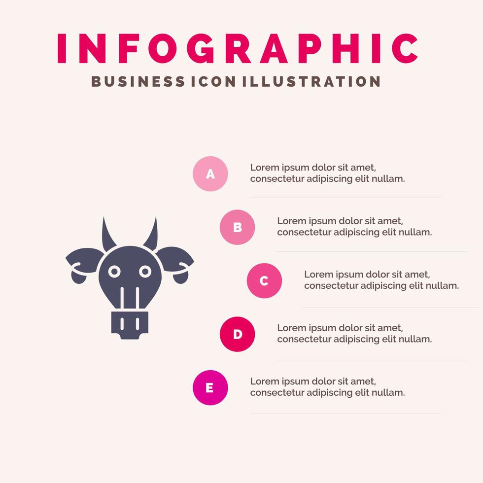 versiering dieren stier Indisch schedel solide icoon infographics 5 stappen presentatie achtergrond vector