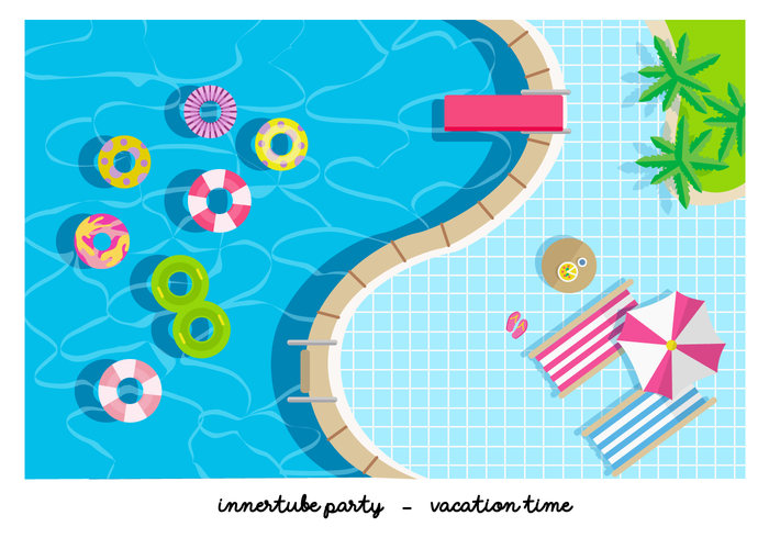 Pool Party Innertube Flat Vector Illustratie