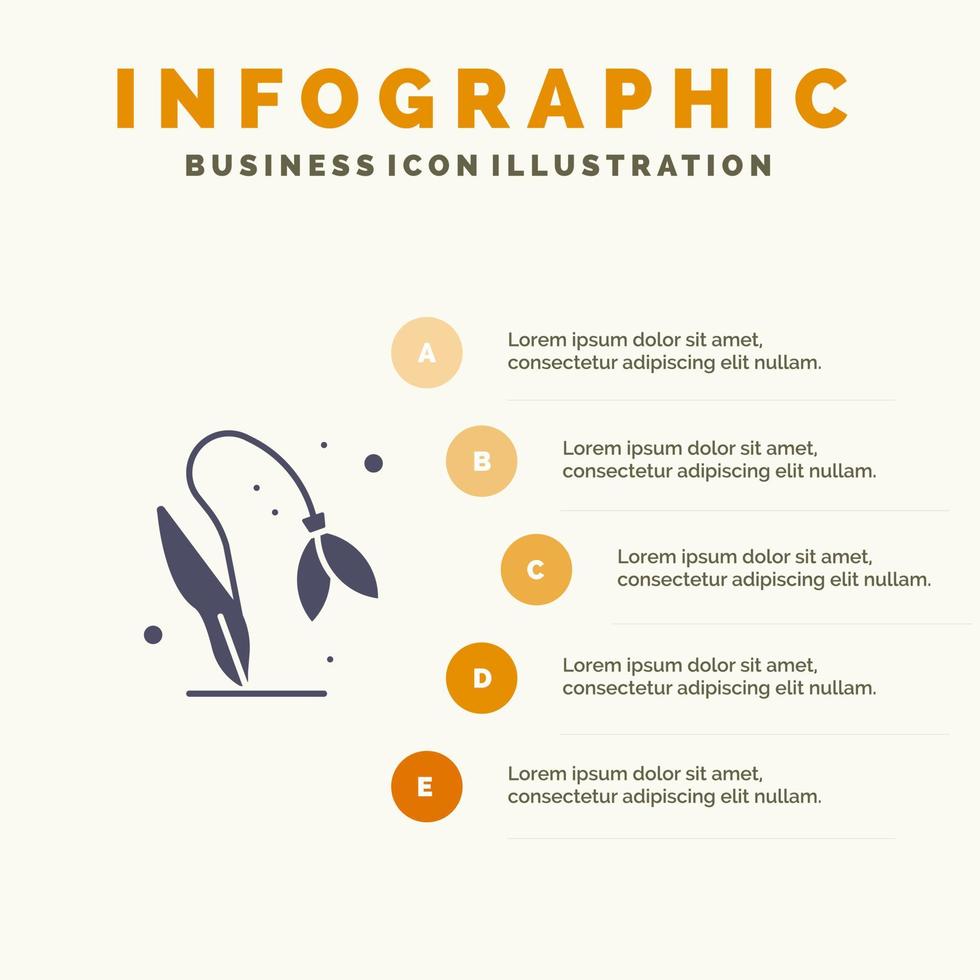 bloem bloemen natuur voorjaar solide icoon infographics 5 stappen presentatie achtergrond vector