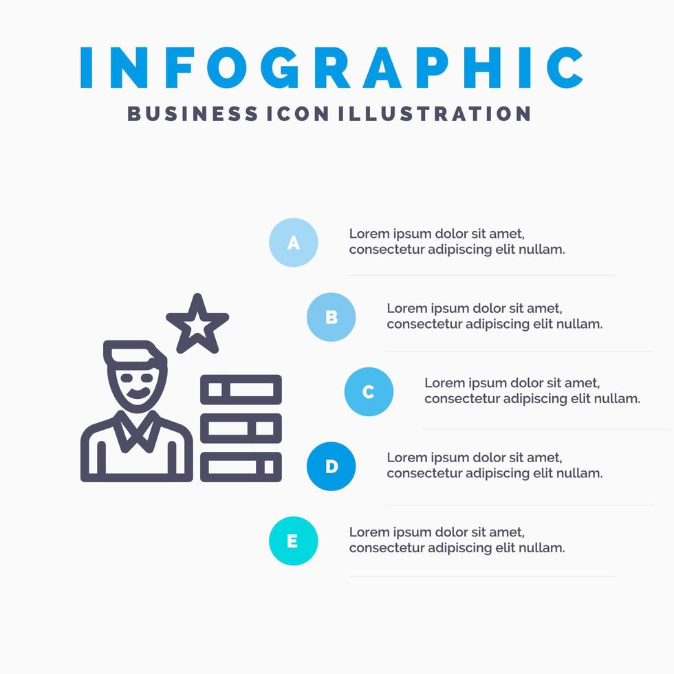 vind baan menselijk hulpbron vergrootglas persoonlijk lijn icoon met 5 stappen presentatie infographics achtergrond vector