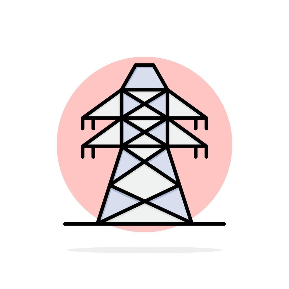 elektrisch energie transmissie transmissie toren abstract cirkel achtergrond vlak kleur icoon vector