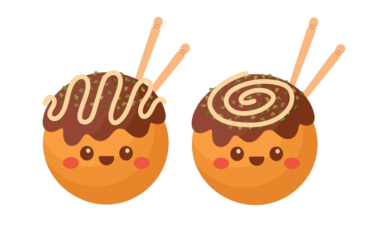 tekening vlak clip art. schattig takoyaki, Aziatisch straat voedsel. allemaal voorwerpen zijn opnieuw geschilderd. vector