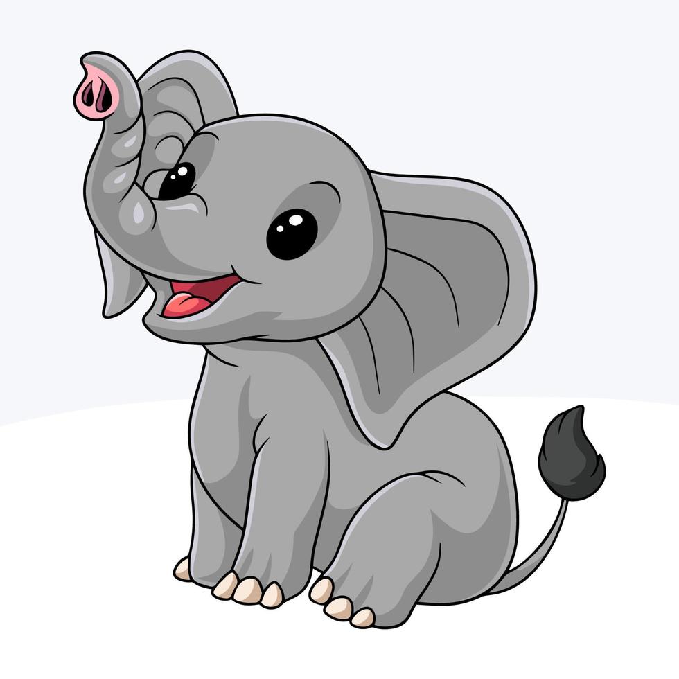 tekenfilm gelukkig weinig olifant zittend vector