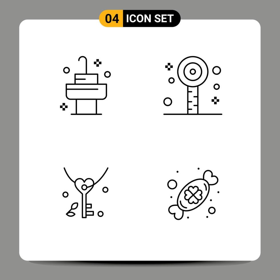 voorraad vector icoon pak van 4 lijn tekens en symbolen voor wastafel hart pret zomer snoep bewerkbare vector ontwerp elementen