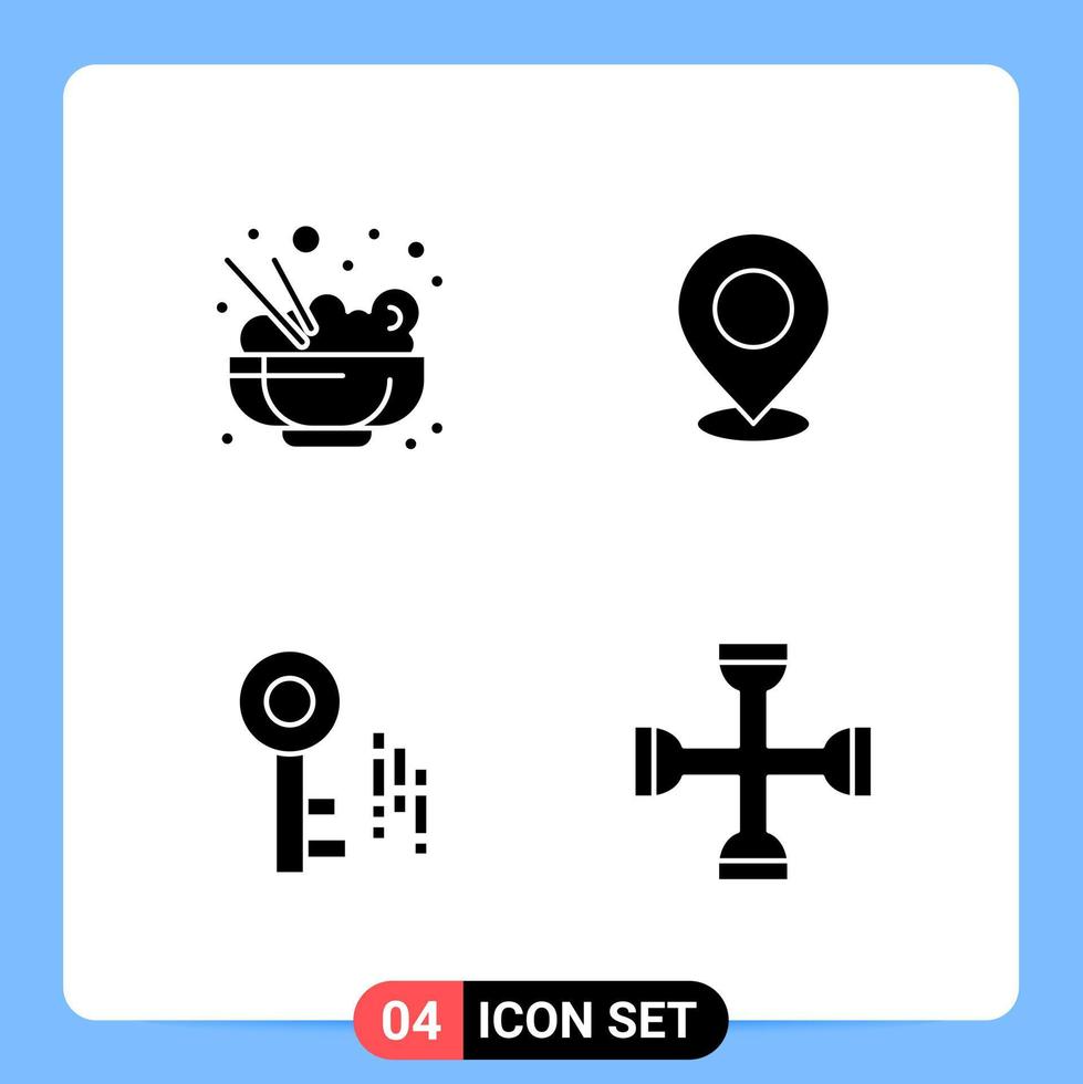 4 solide zwart icoon pak glyph symbolen voor mobiel apps geïsoleerd Aan wit achtergrond 4 pictogrammen reeks vector